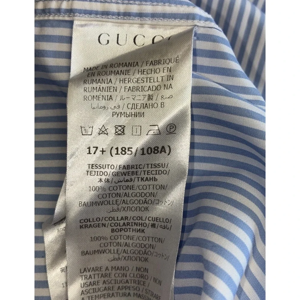 Gucci Shirt Men's 17.5 Blue Striped‎ And Vest 3XL Navy Wool Uniform Slim Fit NEW